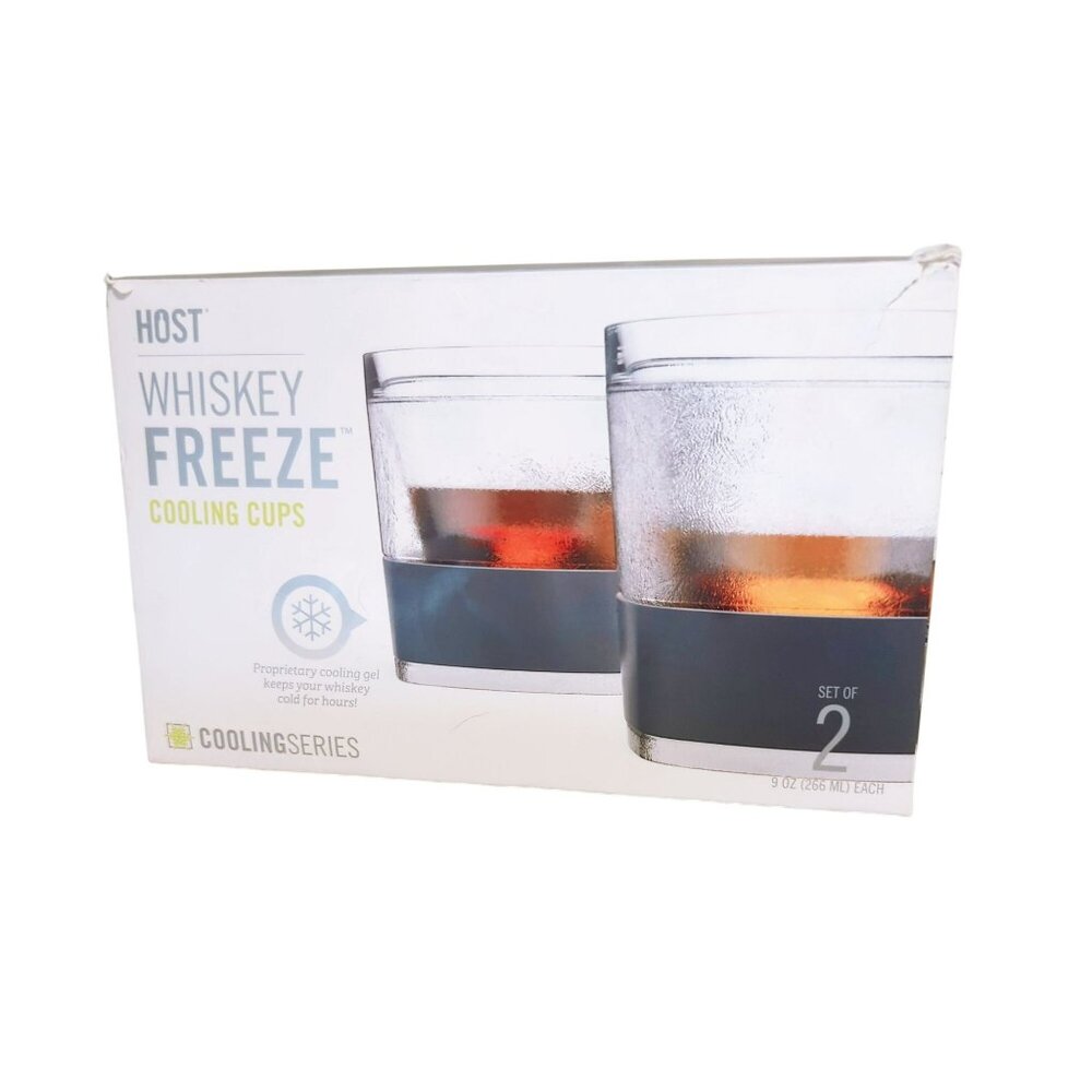 Host Whiskey Freeze Cooling Cups, Set of 2, Clear Plastic Drinkware